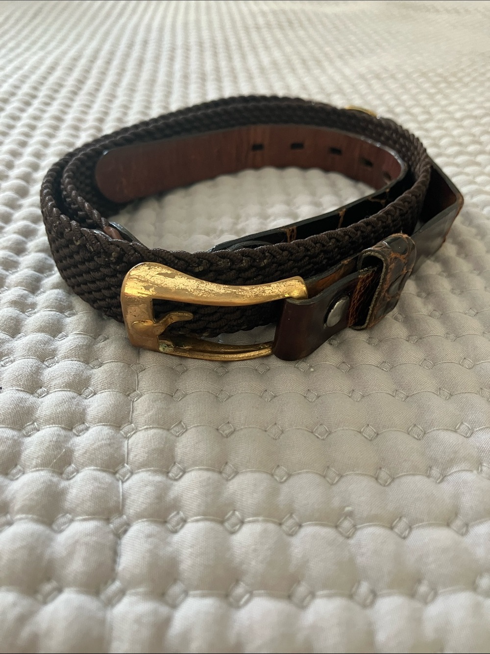 VTG Braided Brown Women's Belt with Gold-Tone Buckle